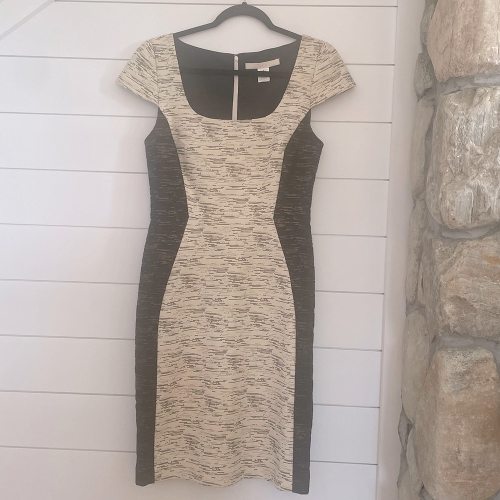 Anthro Troubadour Colorblock Metallic Pencil Dress